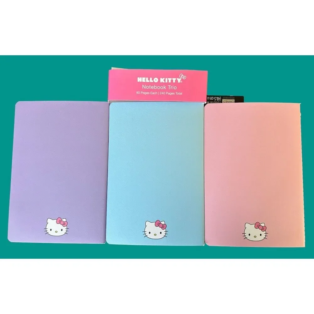 2024 Sanrio Hello Kitty & Friends Pastel‎ Colors Set 3 Lined Notebooks 80 Pages